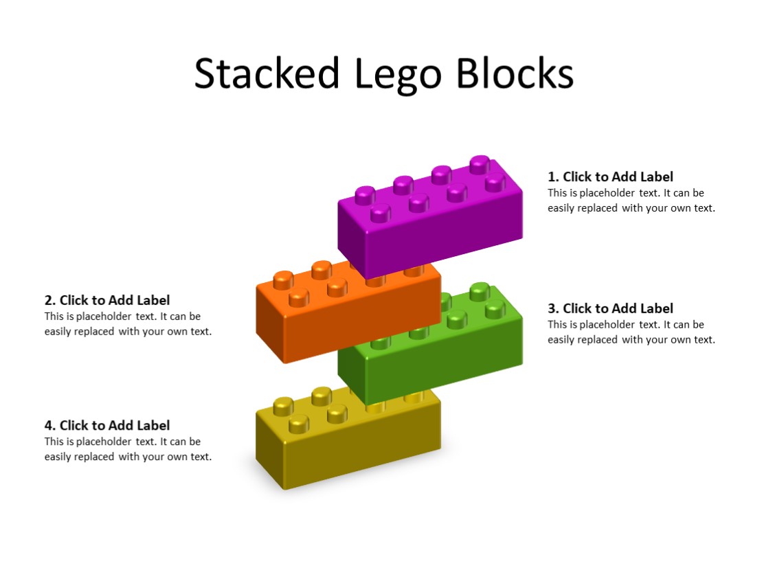 PowerPoint Slide - Lego Blocks - 4 Lego Blocks - Multicolor
