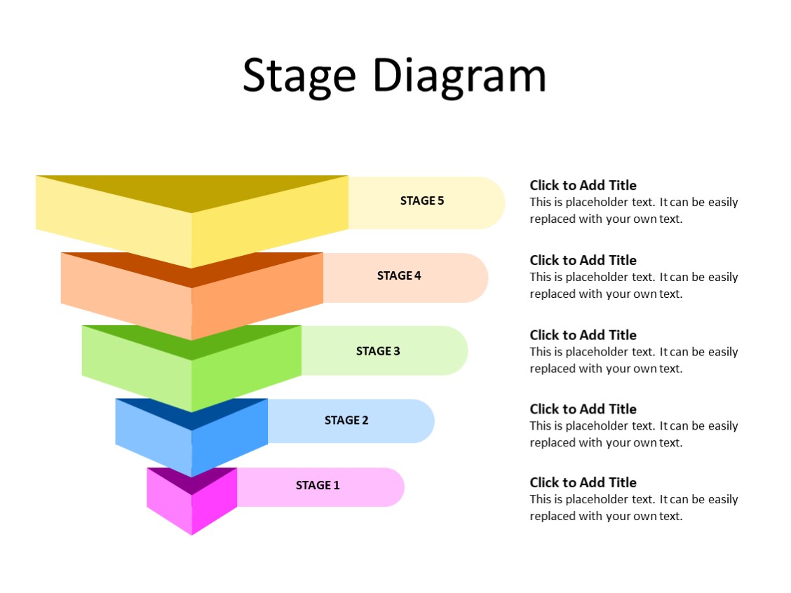 PowerPoint Slide - Stage diagram - 5 Stages - Multicolor