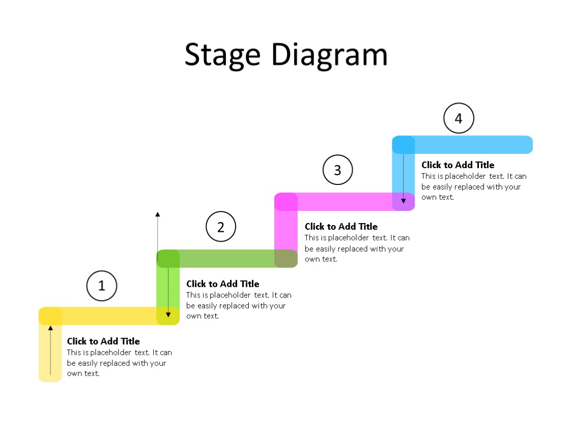 PowerPoint Slide - Stairs Diagram - 4 Stages - Multicolor
