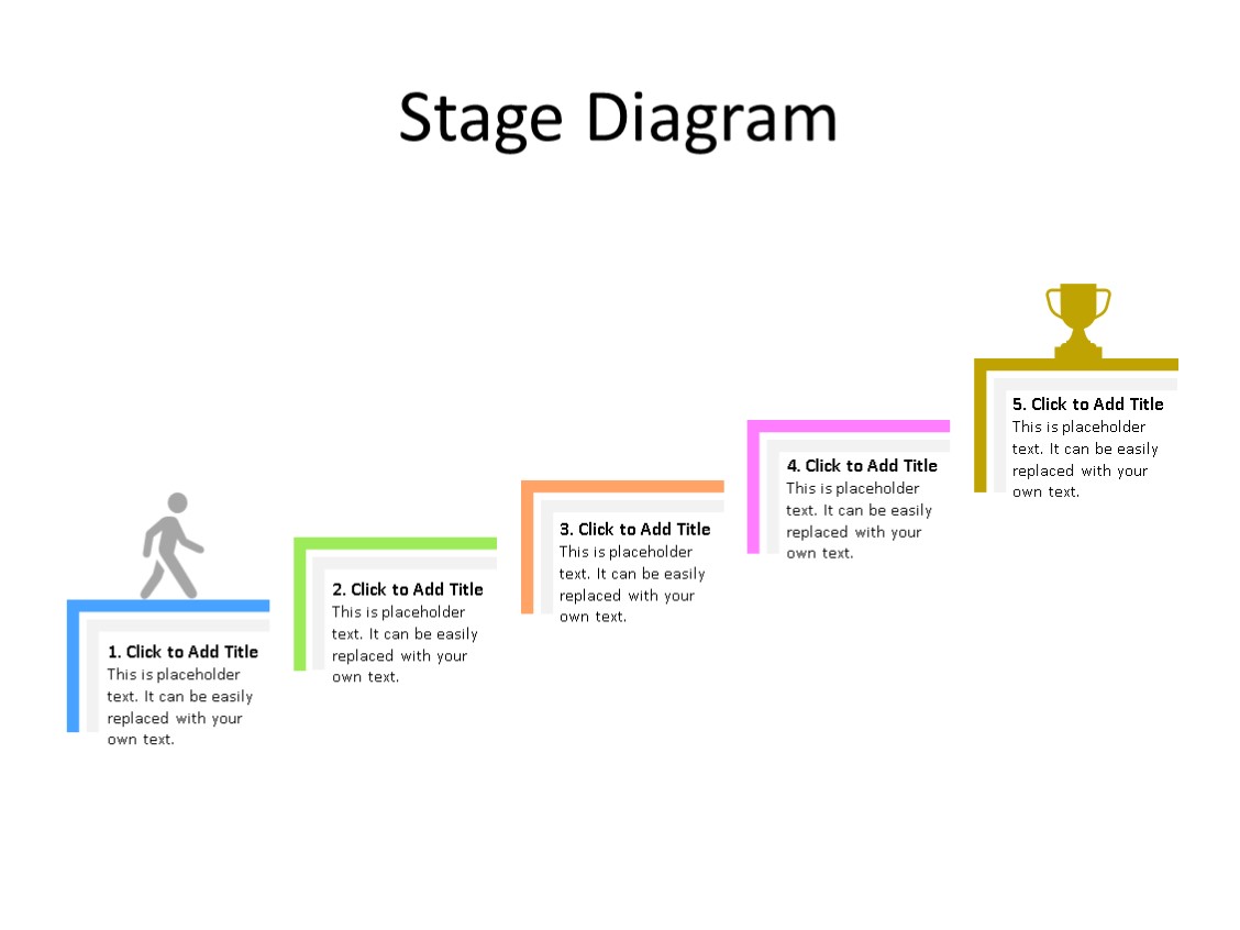 PowerPoint Slide - Stairs Diagram - 5 Stages - Multicolor