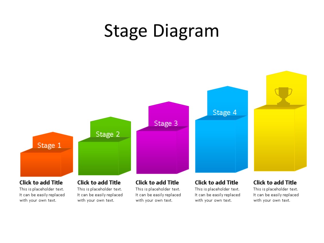 PowerPoint Slide - Stairs Diagram - 5 Steps - Multicolor
