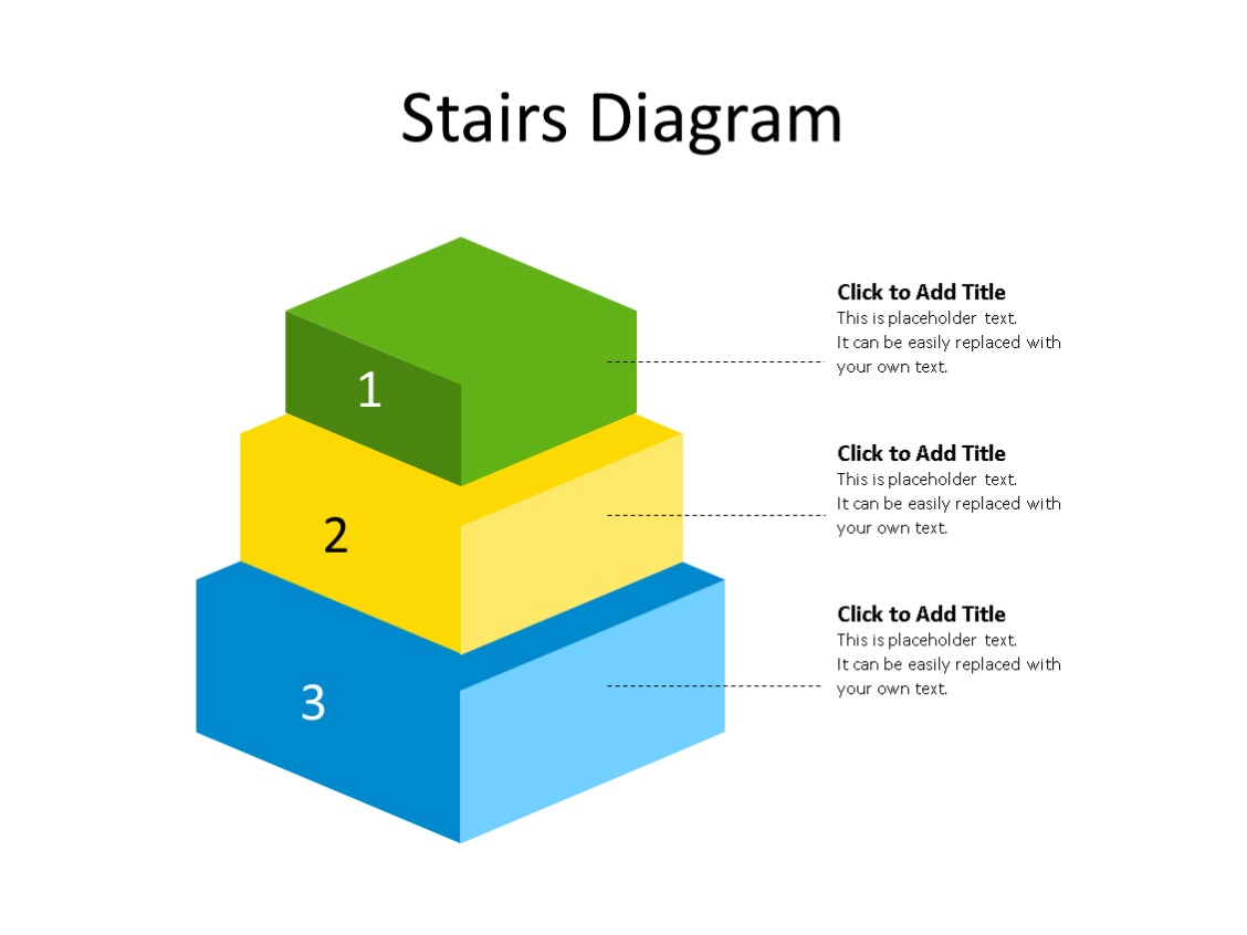 PowerPoint Slide - Stairs Diagram - 3 Steps - Multicolor