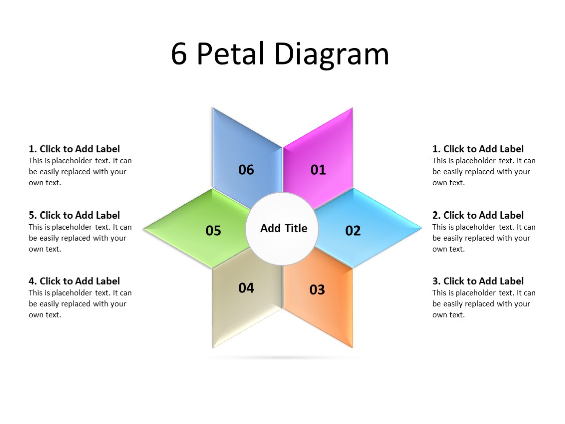 PowerPoint Slide - Star Shape Diagram - 6 pieces - Multicolor