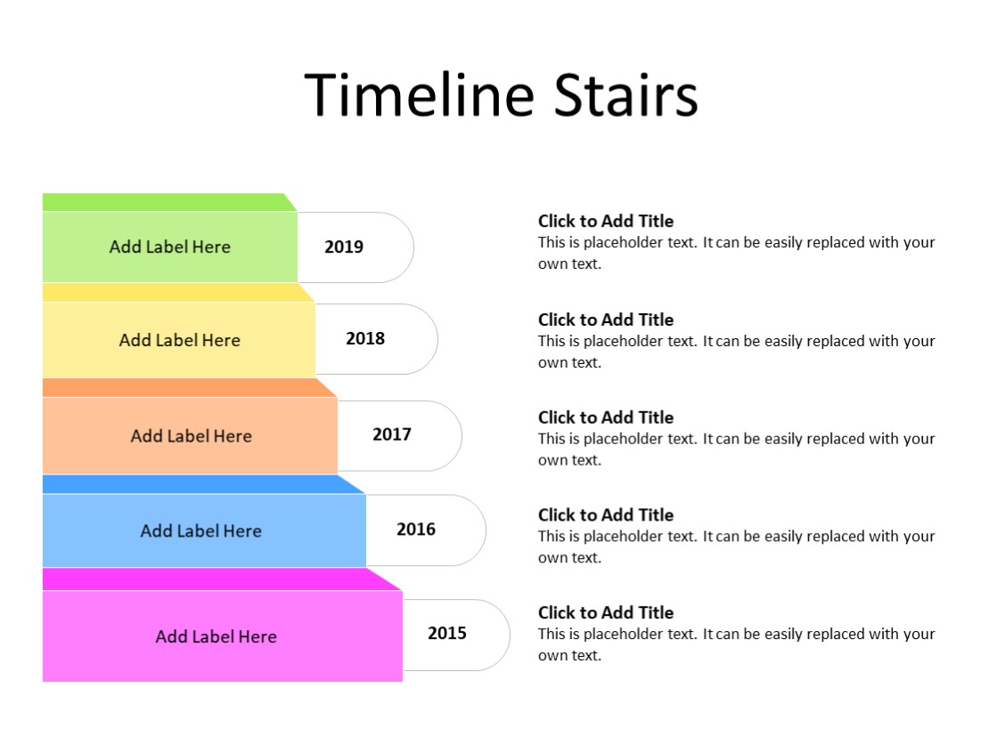 PowerPoint Slide - Timeline Diagram - 5 milestones - Multicolor