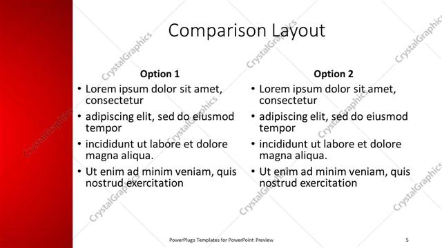 Comparison presentation slide layout