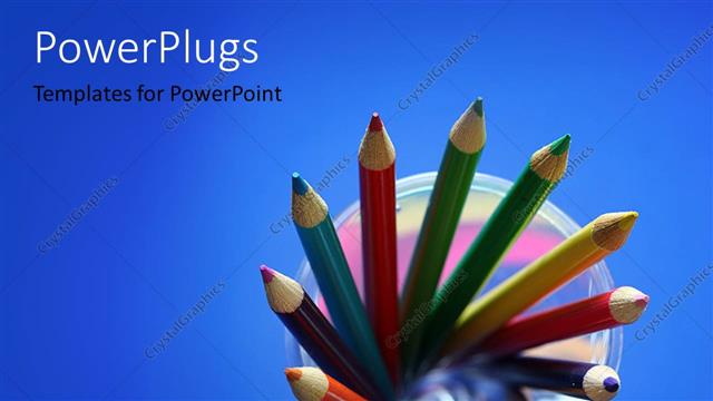  Presentation with diversity - 12 well arranged pencils over a blue background