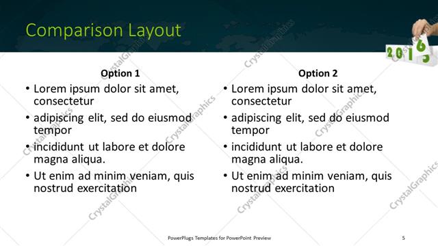 Comparison presentation slide layout