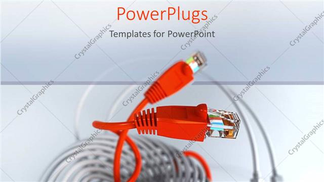  Presentation with computer network - 2 red network cables together appearing from a bundle of network cables