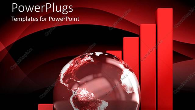  Presentation with red globe - 2D red colored charts with earth globe on black background?