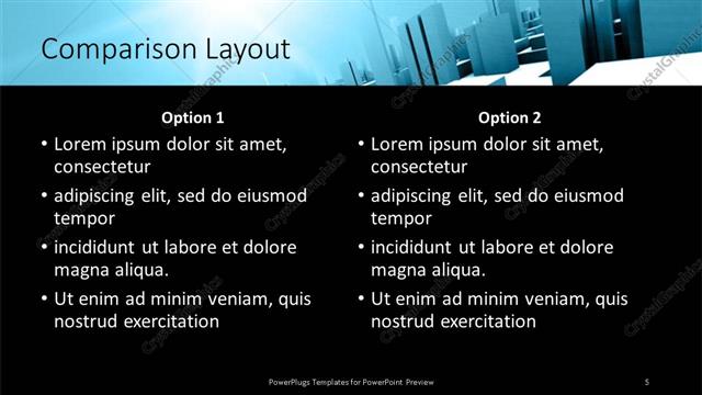Comparison presentation slide layout