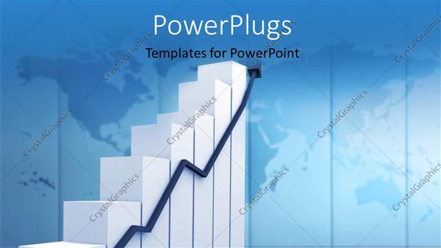  Presentation with growth chart - A 3D bar chart and an arrow on a blue background