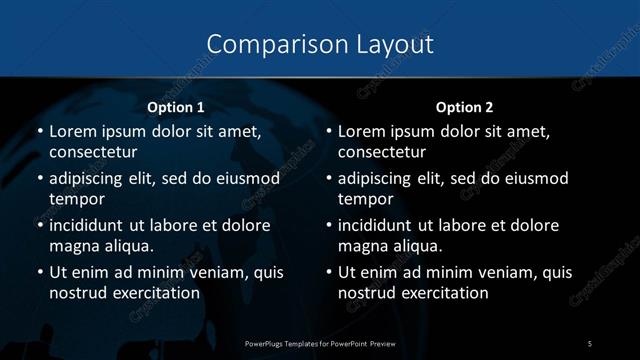 Comparison presentation slide layout