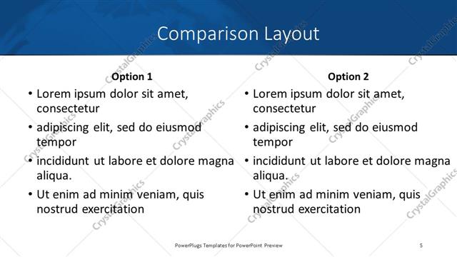 Comparison presentation slide layout