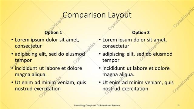 Comparison presentation slide layout