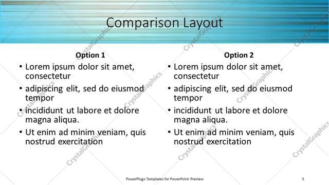 Comparison presentation slide layout