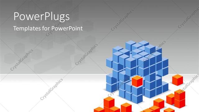  Presentation with blue orange - 3D blue and orange colored cube puzzles with grey color