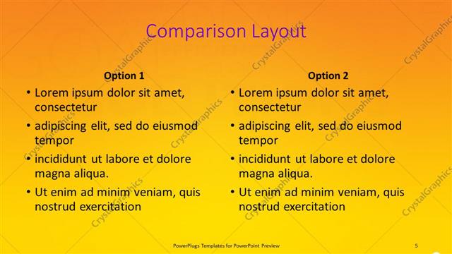 Comparison presentation slide layout