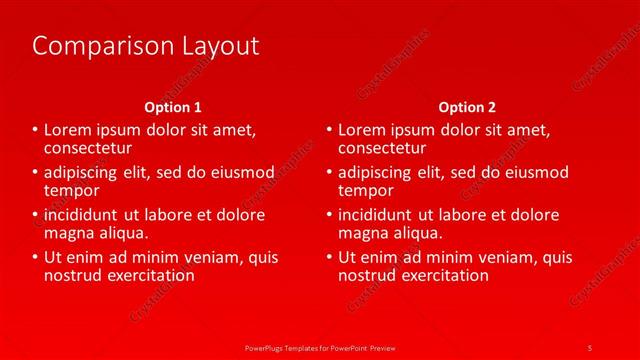 Comparison presentation slide layout