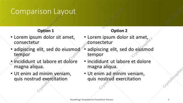 Comparison presentation slide layout