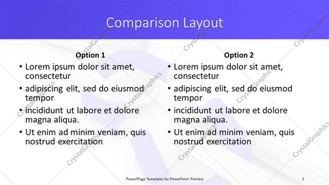 Comparison presentation slide layout