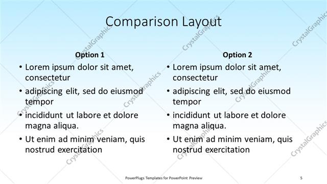 Comparison presentation slide layout