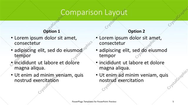 Comparison presentation slide layout