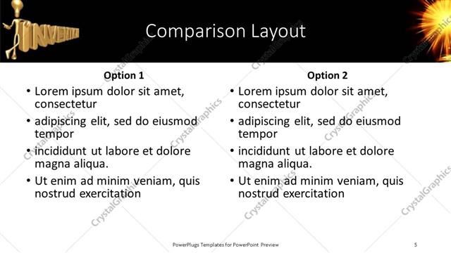 Comparison presentation slide layout