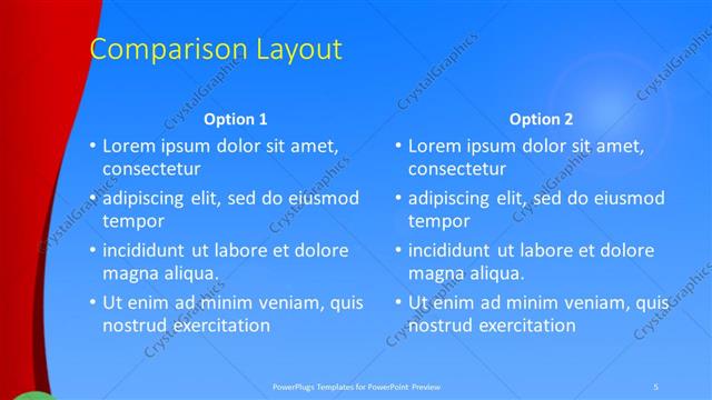 Comparison presentation slide layout