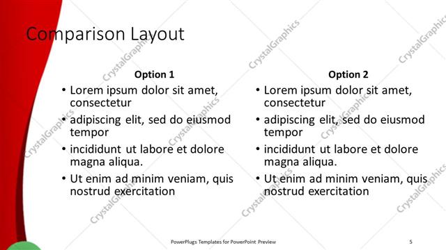 Comparison presentation slide layout