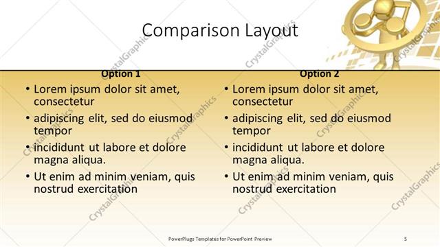 Comparison presentation slide layout