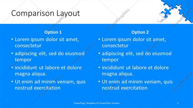 Comparison presentation slide layout
