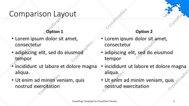 Comparison presentation slide layout