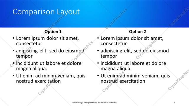 Comparison presentation slide layout