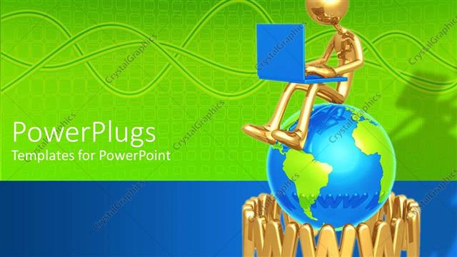  Presentation with www - A 3D character sitting on a globe with some text round it