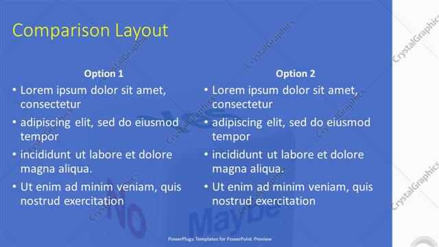 Comparison presentation slide layout