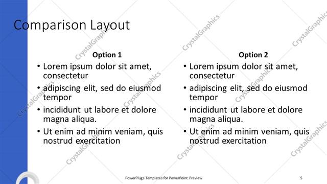 Comparison presentation slide layout