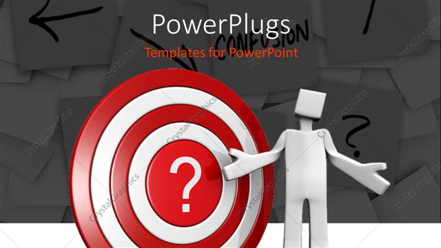  Presentation with character - A 3d character standing in font of a dart board