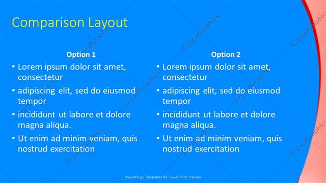 Comparison presentation slide layout