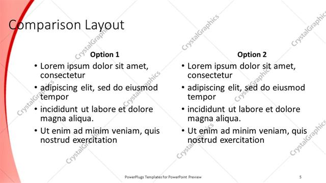 Comparison presentation slide layout