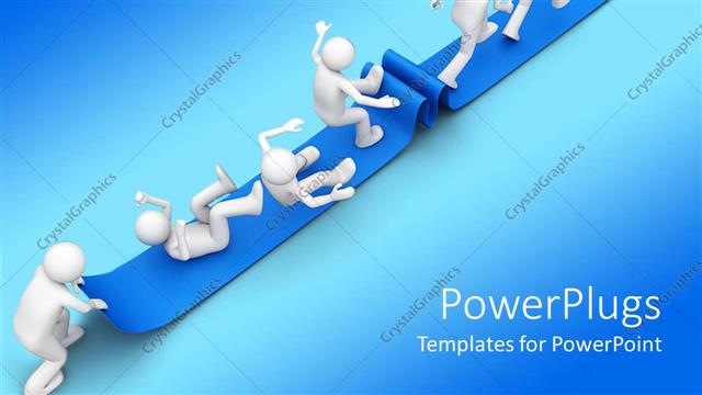  Presentation with character - 3D character struggling to reach the end of a arrow rug