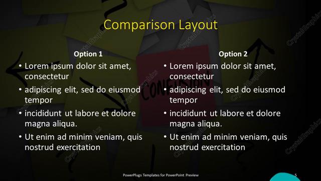 Comparison presentation slide layout