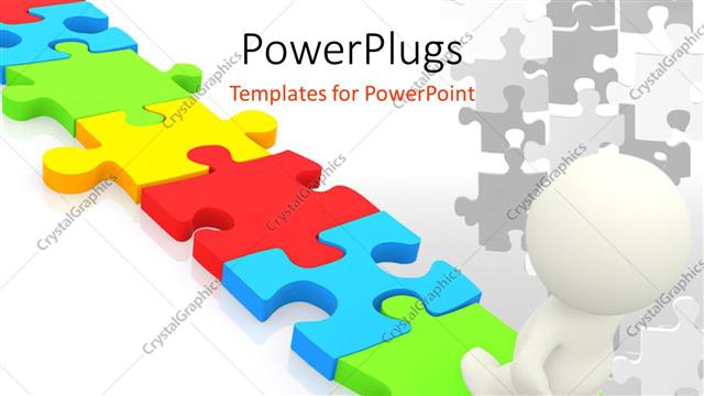  Presentation with challenge - A 3D character walking on a colorful puzzle road