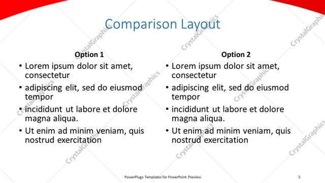 Comparison presentation slide layout