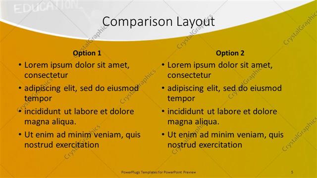 Comparison presentation slide layout