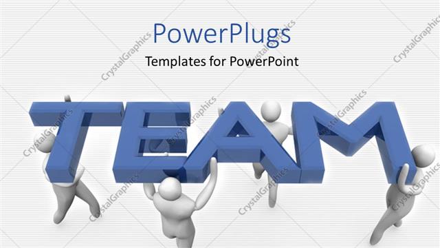  Presentation with teamwork - 3D characters carrying a text that spells out the word 