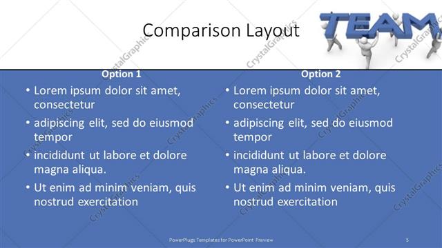 Comparison presentation slide layout