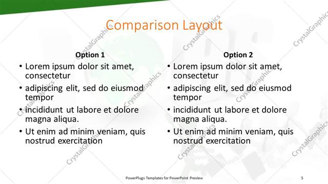 Comparison presentation slide layout