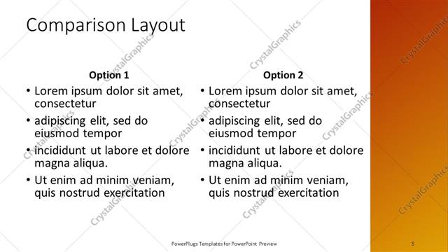 Comparison presentation slide layout