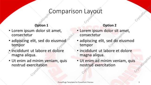 Comparison presentation slide layout