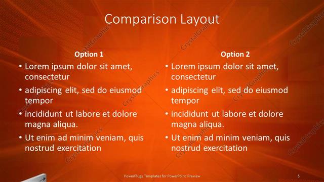 Comparison presentation slide layout